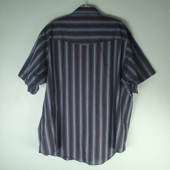 Ely Cattleman Mens Black Striped Western Pearl Snap Short Sleeve Shirt Size 3XLT - Picture 2 of 4